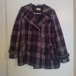 Altard State Wool Plaid Pea Coat
